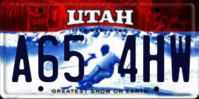 UT license plate A654HW