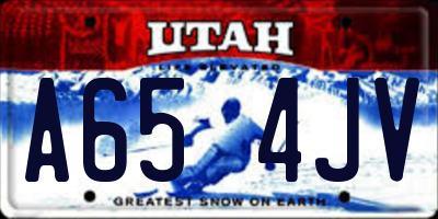 UT license plate A654JV