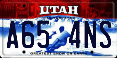 UT license plate A654NS