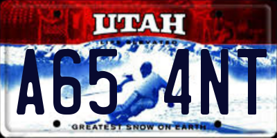 UT license plate A654NT