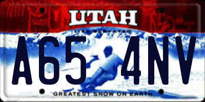 UT license plate A654NV