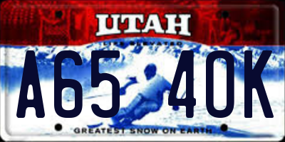 UT license plate A654OK