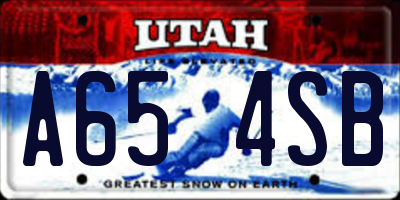 UT license plate A654SB
