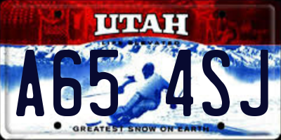 UT license plate A654SJ