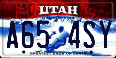 UT license plate A654SY