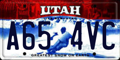 UT license plate A654VC
