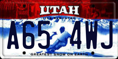 UT license plate A654WJ