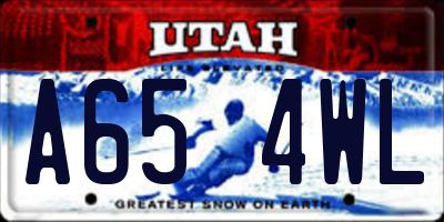 UT license plate A654WL