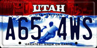 UT license plate A654WS