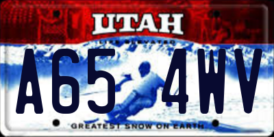 UT license plate A654WV