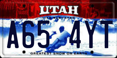 UT license plate A654YT