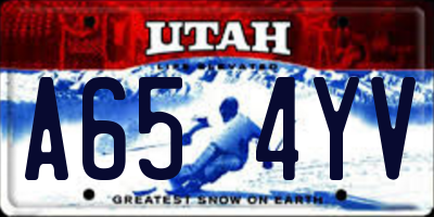 UT license plate A654YV