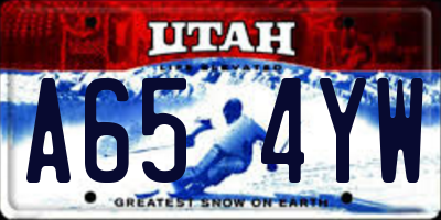 UT license plate A654YW