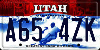 UT license plate A654ZK
