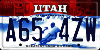 UT license plate A654ZW