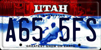 UT license plate A655FS