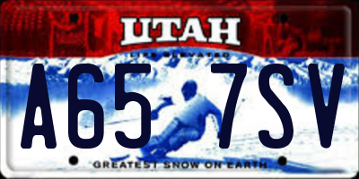 UT license plate A657SV