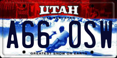 UT license plate A660SW