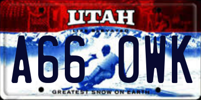 UT license plate A660WK