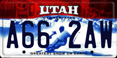 UT license plate A662AW