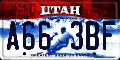 UT license plate A663BF