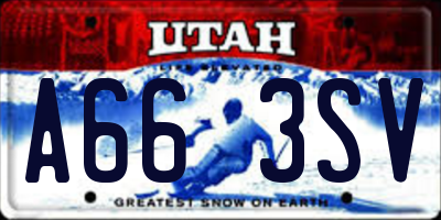 UT license plate A663SV