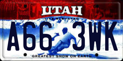 UT license plate A663WK