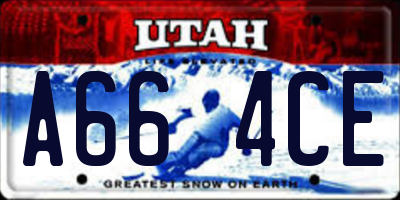 UT license plate A664CE