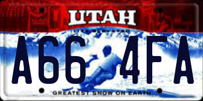 UT license plate A664FA