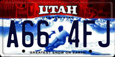 UT license plate A664FJ