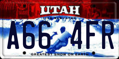 UT license plate A664FR