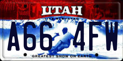 UT license plate A664FW