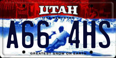 UT license plate A664HS