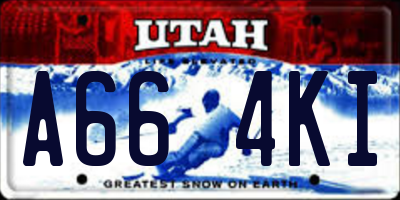 UT license plate A664KI