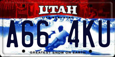 UT license plate A664KU
