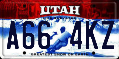 UT license plate A664KZ