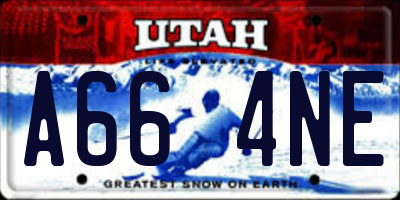 UT license plate A664NE