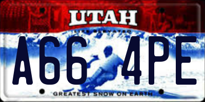 UT license plate A664PE