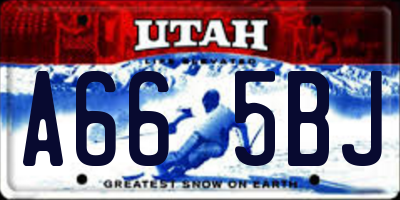 UT license plate A665BJ