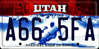 UT license plate A665FA