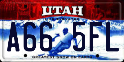 UT license plate A665FL