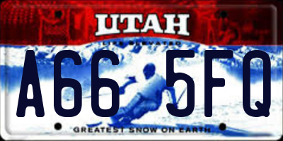 UT license plate A665FQ