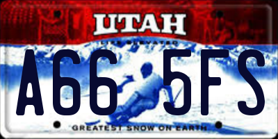 UT license plate A665FS