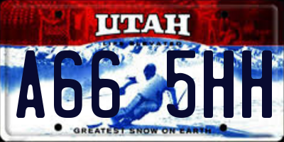 UT license plate A665HH