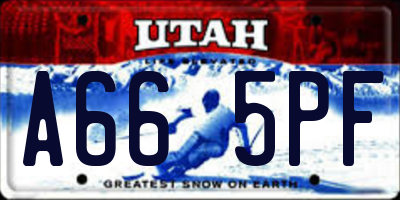UT license plate A665PF