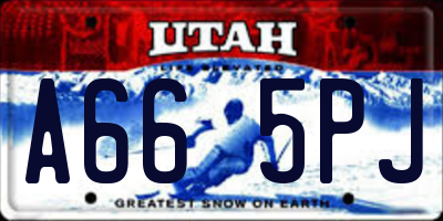 UT license plate A665PJ
