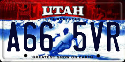 UT license plate A665VR