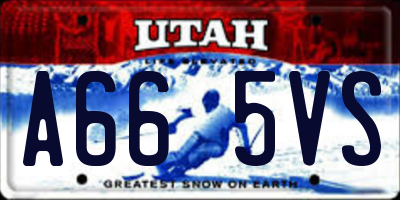 UT license plate A665VS