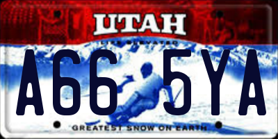 UT license plate A665YA