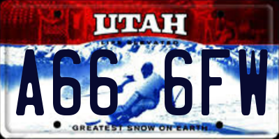 UT license plate A666FW